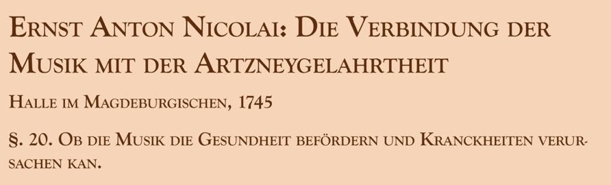 Nicolai Musik und Artznei AuszgTitel