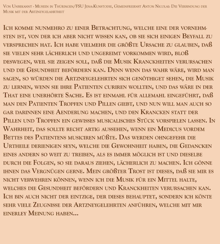 Nicolai Musik und Artznei Auszg