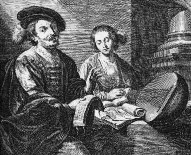 Singing lutenist with his girlfriend